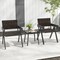 3-Piece PE Rattan Patio Bistro Set Mix Brown Wicker Chairs with Quick-Dry Foam & Tempered Glass Table